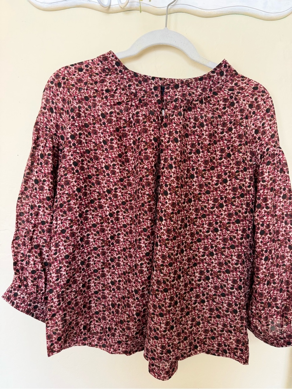 Madewell Cotton and Silk Blend  Floral Peasant Blouse